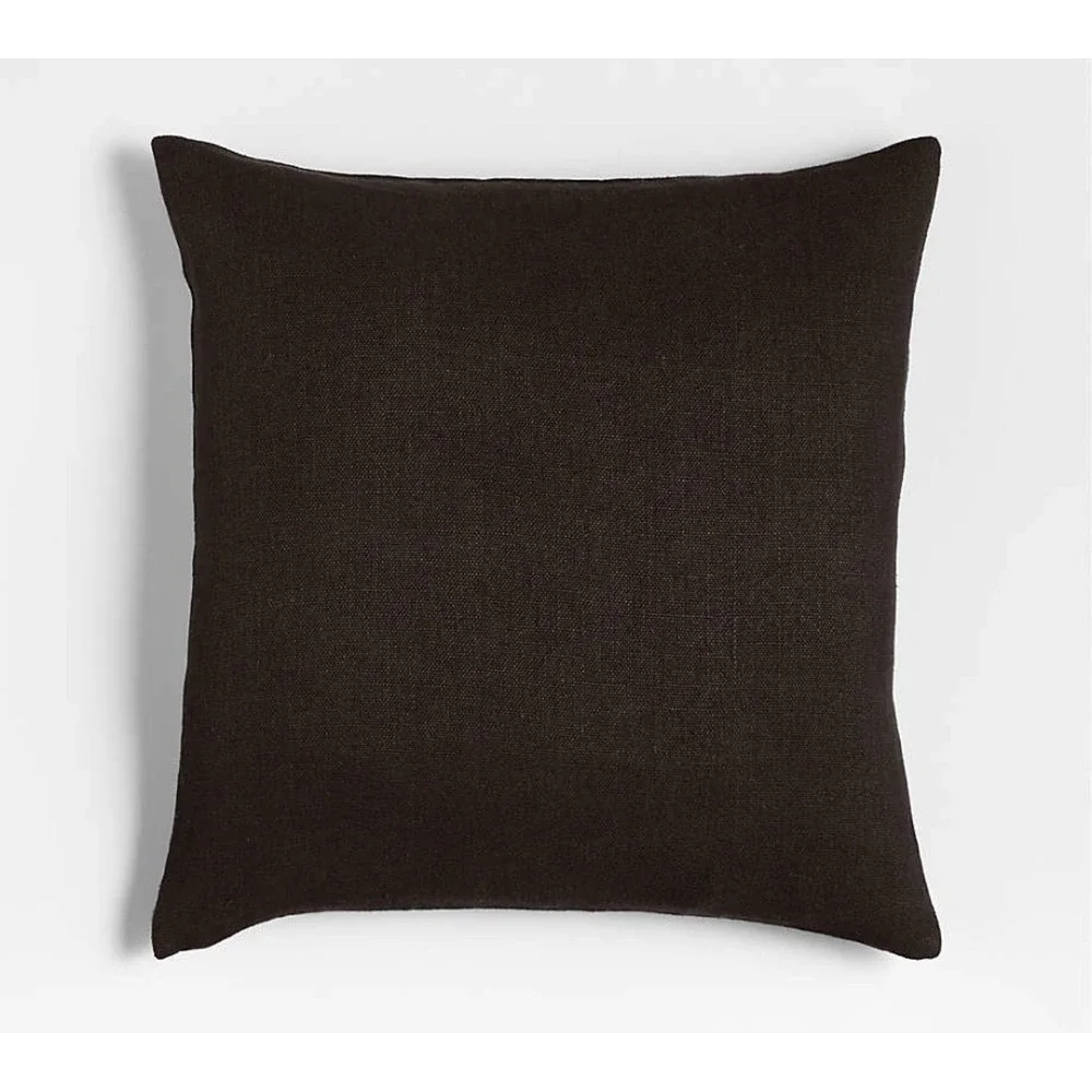 2 Crate & Barrel Laundered Linen Pillow Covers 20x20 Ink Black Square Textured